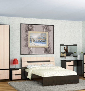 Мебель для спальни «Гавана» шкаф 2х створчатый(венге Цаво/дуб молочный)